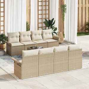 vidaXL Set de canapele pentru grădină 9 pcs Bej Rattan poli imagine
