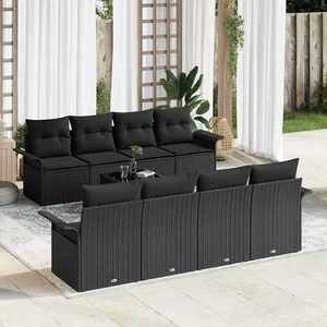 vidaXL Set de canapele pentru grădină 9 pcs Negru Rattan poli imagine
