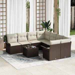 vidaXL Set de canapele pentru grădină 9 pcs Maro Rattan poli imagine