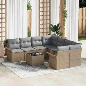 vidaXL Set de canapele pentru grădină 9 pcs Bej Rattan poli imagine
