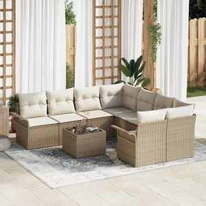 vidaXL Set de canapele pentru grădină 9 pcs Bej Rattan poli imagine