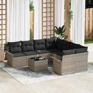 vidaXL Set de canapele pentru grădină 9 pcs Gri deschis Rattan poli imagine
