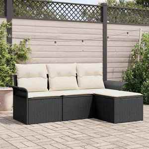 vidaXL Set de canapele pentru grădină 4 pcs Negru 55 x 55 x 37cm imagine
