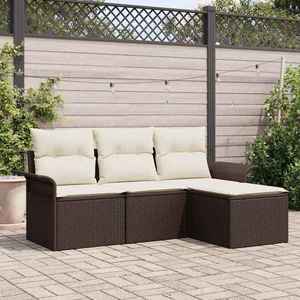 vidaXL Set de canapele pentru grădină 4 pcs Maro 55 x 55 x 37cm imagine