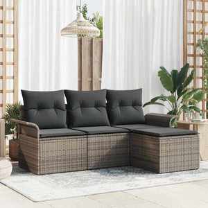 vidaXL Set de canapele pentru grădină 4 pcs Gri 55 x 55 x 37cm imagine
