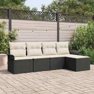 vidaXL Set de canapele pentru grădină cu pernă 5 pcs Negru Rattan poli imagine