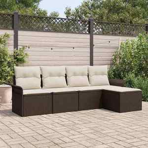 vidaXL Set de canapele pentru grădină cu pernă 5 pcs Maro Rattan poli imagine