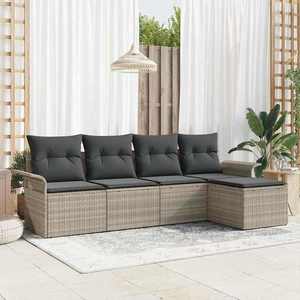 vidaXL Set de canapele pentru grădină 5 pcs Gri deschis Rattan poli imagine
