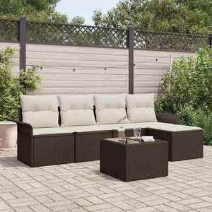 vidaXL Set de canapele pentru grădină cu pernă 6 pcs Maro Rattan poli imagine