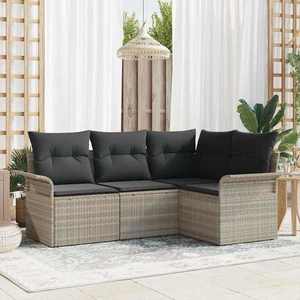 vidaXL Set de canapele pentru grădină 4 pcs Gri deschis Rattan poli imagine