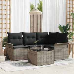 vidaXL Set de canapele pentru grădină cu pernă 5 pcs Gri Rattan poli imagine