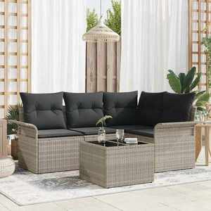 vidaXL Set de canapele pentru grădină 5 pcs Gri deschis Rattan poli imagine