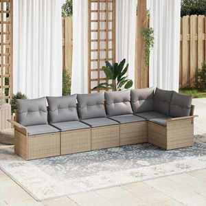 vidaXL Set de canapele pentru grădină cu pernă 6 pcs Bej Rattan poli imagine
