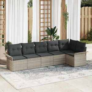 vidaXL Set de canapele pentru grădină 6 pcs Gri deschis Rattan poli imagine