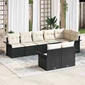 vidaXL Set de canapele pentru grădină cu pernă 8 pcs Negru Rattan poli imagine