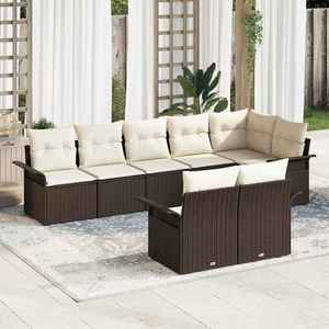 vidaXL Set de canapele pentru grădină cu pernă 8 pcs Maro Rattan poli imagine