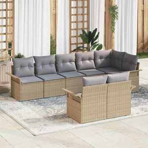 vidaXL Set de canapele pentru grădină cu pernă 8 pcs Bej Rattan poli imagine