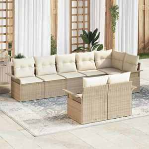 vidaXL Set de canapele pentru grădină cu pernă 8 pcs Bej Rattan poli imagine