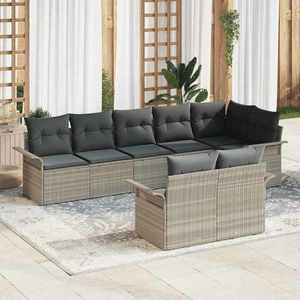 vidaXL Set de canapele pentru grădină 8 pcs Gri deschis Rattan poli imagine