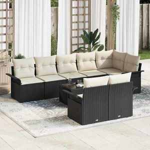 vidaXL Set de canapele pentru grădină cu pernă 9 pcs Negru Rattan poli imagine