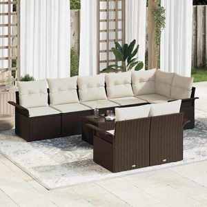 vidaXL Set de canapele pentru grădină cu pernă 9 pcs Maro Rattan poli imagine