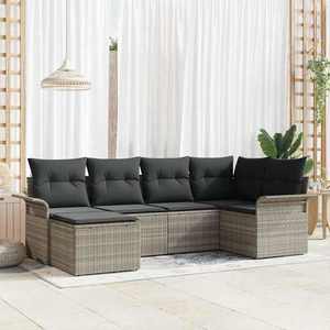 vidaXL Set de canapele pentru grădină 6 pcs Gri deschis Rattan poli imagine