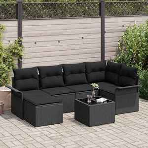 vidaXL Set de canapele pentru grădină cu pernă 7 pcs Negru Rattan poli imagine
