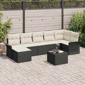 vidaXL Set de canapele pentru grădină cu pernă 8 pcs Negru Rattan poli imagine