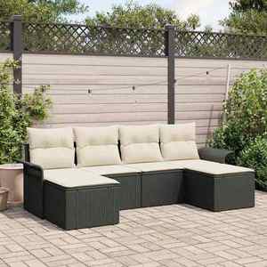 vidaXL Set de canapele pentru grădină cu pernă 6 pcs Negru Rattan poli imagine