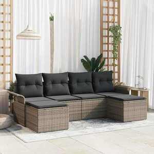 vidaXL Set de canapele pentru grădină cu pernă 6 pcs Gri Rattan poli imagine