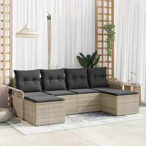 vidaXL Set de canapele pentru grădină 6 pcs Gri deschis Rattan poli imagine