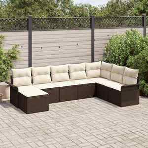 vidaXL Set de canapele pentru grădină cu pernă 8 pcs Maro Rattan poli imagine