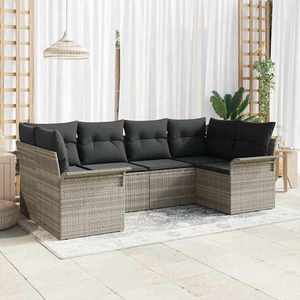 vidaXL Set de canapele pentru grădină 6 pcs Gri deschis Rattan poli imagine