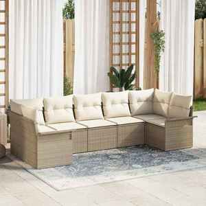 vidaXL Set de canapele pentru grădină cu pernă 7 pcs Bej Rattan poli imagine