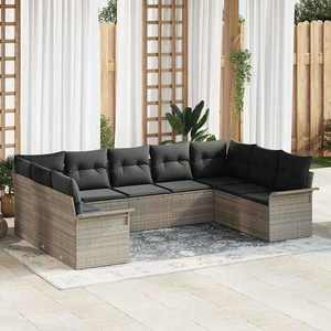 vidaXL Set de canapele pentru grădină 9 pcs Gri deschis Rattan poli imagine