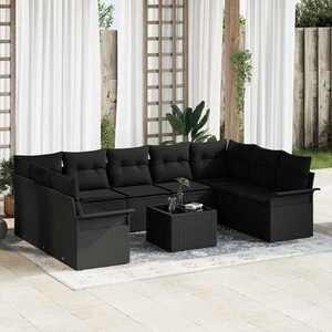 vidaXL Set de canapele pentru grădină 10 pcs Negru Rattan poli imagine
