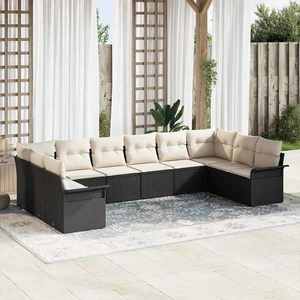 vidaXL Set de canapele pentru grădină 10 pcs Negru Rattan poli imagine