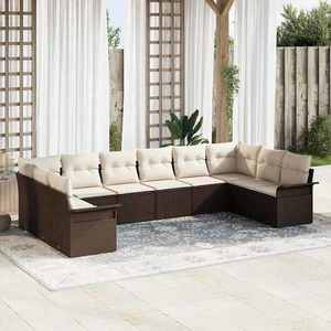 vidaXL Set de canapele pentru grădină cu pernă 10 pcs Maro Rattan poli imagine