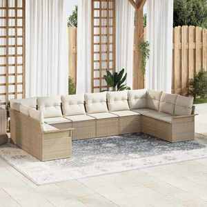 vidaXL Set de canapele pentru grădină cu pernă 10 pcs Bej Rattan poli imagine