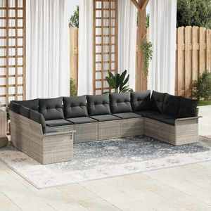 vidaXL Set de canapele pentru grădină 10 pcs Gri deschis Rattan poli imagine
