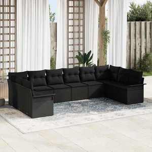 vidaXL Set de canapele pentru grădină 10 pcs Negru Rattan poli imagine