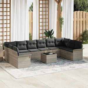 vidaXL Set de canapele pentru grădină 11 pcs Gri deschis Rattan poli imagine