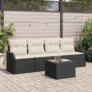 vidaXL Set de canapele pentru grădină 5 pcs Negru Rattan poli imagine