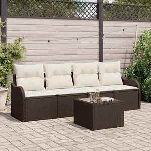vidaXL Set de canapele pentru grădină 5 pcs Maro Rattan poli imagine