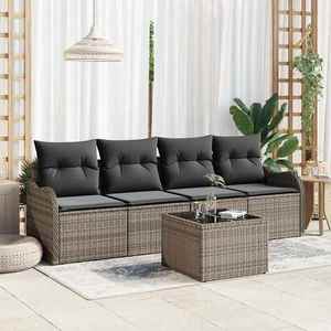 vidaXL Set de canapele pentru grădină 5 pcs Gri Rattan poli imagine