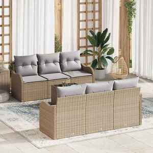 vidaXL Set de canapele pentru grădină 7 pcs Bej 55 x 55 x 37 cm imagine