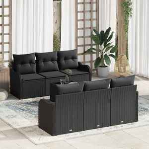 vidaXL Set de canapele pentru grădină 7 pcs Negru 55 x 55 x 37 cm imagine