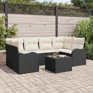 vidaXL Set de canapele pentru grădină 7 pcs Negru 55 x 55 x 37 cm imagine