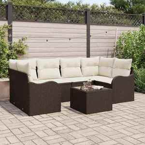 vidaXL Set de canapele pentru grădină 7 pcs Maro 55 x 55 x 37 cm imagine