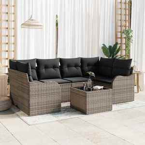 vidaXL Set de canapele pentru grădină 7 pcs Gri 55 x 55 x 37 cm imagine